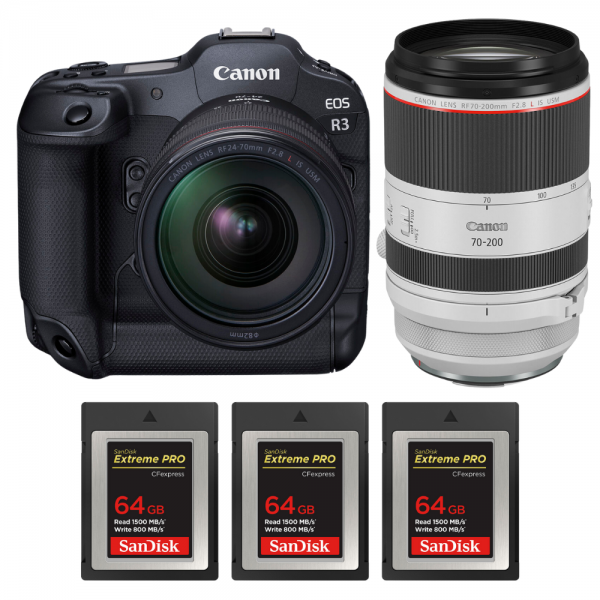 Canon EOS R3 + RF 24-70mm f/2.8 L IS USM + RF 70-200mm f/2.8 L IS USM + 3 SanDisk 64GB Extreme PRO CFexpress Type B-1