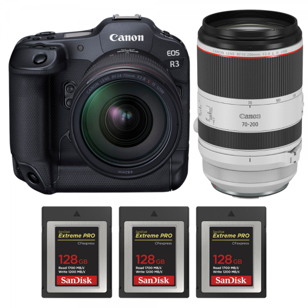 Canon EOS R3 + RF 24-70mm f/2.8 L IS USM + RF 70-200mm f/2.8 L IS USM + 3 SanDisk 128GB Extreme PRO CFexpress Type B-1