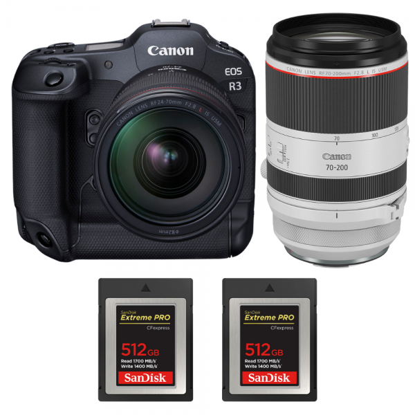 Canon EOS R3 + RF 24-70mm f/2.8 L IS USM + RF 70-200mm f/2.8 L IS USM + 2 SanDisk 512GB Extreme PRO CFexpress Type B-1