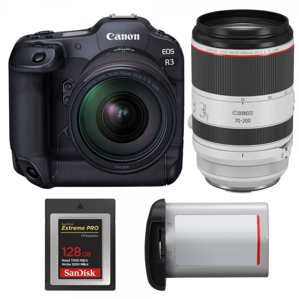 Canon EOS R3 + RF 24-70mm f/2.8 L IS USM + RF 70-200mm f/2.8 L IS USM + 1 SanDisk 128GB Extreme PRO CFexpress Type B + Canon LP-