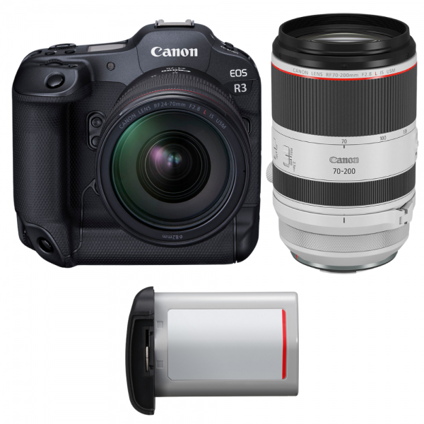Canon EOS R3 + RF 24-70mm f/2.8 L IS USM + RF 70-200mm f/2.8 L IS USM + 1 Canon LP-E19-1