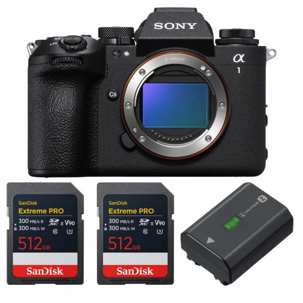 Sony alpha 1 II + 2 SanDisk 512GB Extreme PRO UHS-II SDXC + Sony NP-FZ100-1