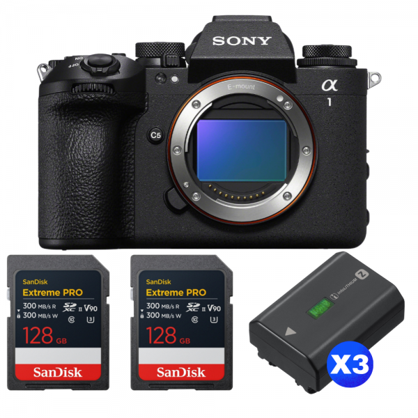 Sony alpha 1 II + 2 SanDisk 128GB Extreme PRO UHS-II SDXC + 3 Sony NP-FZ100-1