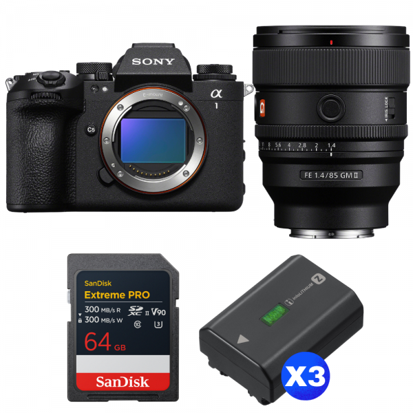 Sony alpha 1 II + FE 85mm f/1.4 GM II + 1 SanDisk 64GB Extreme PRO UHS-II SDXC + 3 Sony NP-FZ100-1