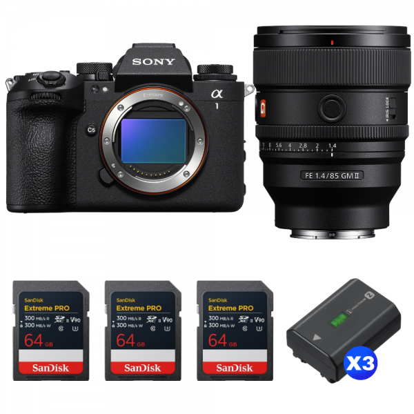 Sony alpha 1 II + FE 85mm f/1.4 GM II + 3 SanDisk 64GB Extreme PRO UHS-II SDXC + 3 Sony NP-FZ100-1