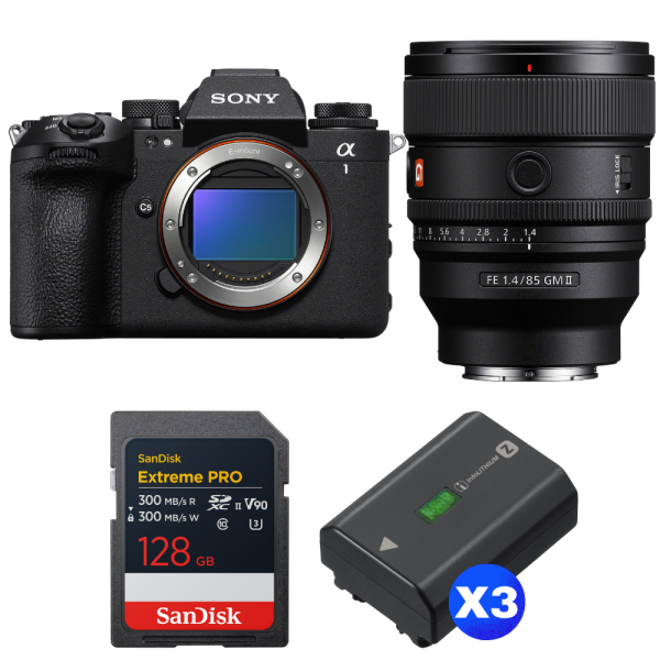 Sony alpha 1 II + FE 85mm f/1.4 GM II + 1 SanDisk 128GB Extreme PRO UHS-II SDXC + 3 Sony NP-FZ100-1
