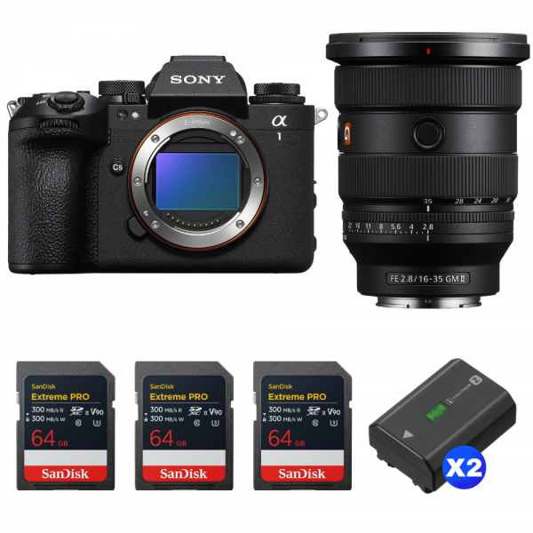 Sony alpha 1 II + FE 16-35mm f/2.8 GM II + 3 SanDisk 64GB Extreme PRO UHS-II SDXC + 2 Sony NP-FZ100-1