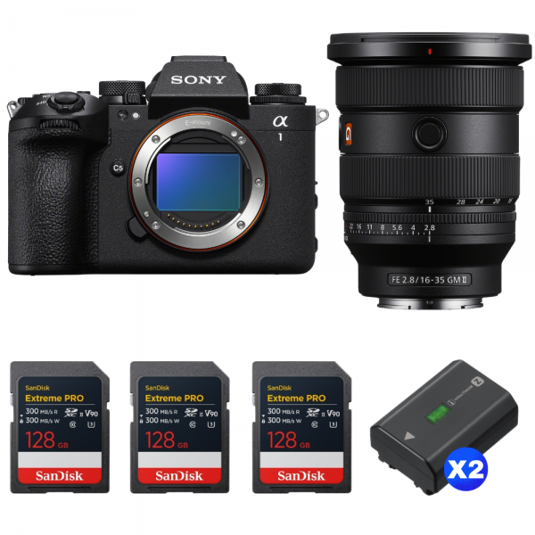 Sony alpha 1 II + FE 16-35mm f/2.8 GM II + 3 SanDisk 128GB Extreme PRO UHS-II SDXC + 2 Sony NP-FZ100-1