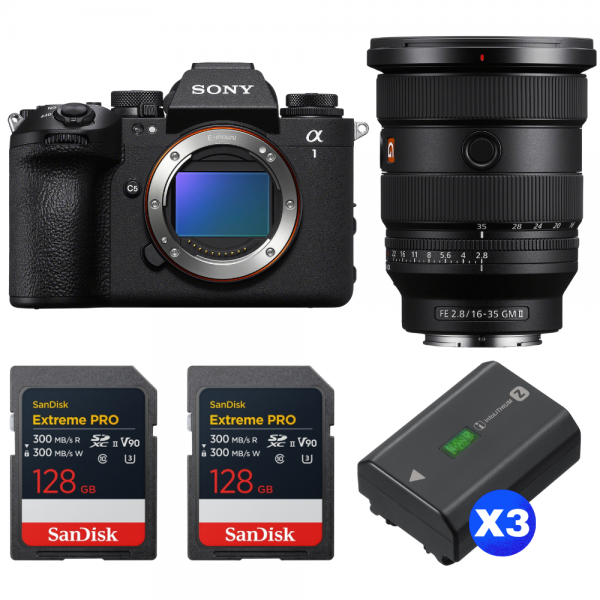 Sony alpha 1 II + FE 16-35mm f/2.8 GM II + 2 SanDisk 128GB Extreme PRO UHS-II SDXC + 3 Sony NP-FZ100-1