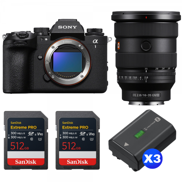 Sony alpha 1 II + FE 16-35mm f/2.8 GM II + 2 SanDisk 512GB Extreme PRO UHS-II SDXC + 3 Sony NP-FZ100-1