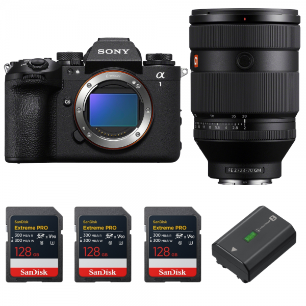 Sony alpha 1 II + FE 28-70mm f/2 GM + 3 SanDisk 128GB Extreme PRO UHS-II SDXC + Sony NP-FZ100-1