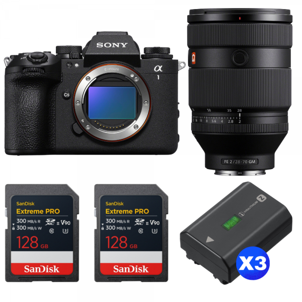 Sony alpha 1 II + FE 28-70mm f/2 GM + 2 SanDisk 128GB Extreme PRO UHS-II SDXC + 3 Sony NP-FZ100-1