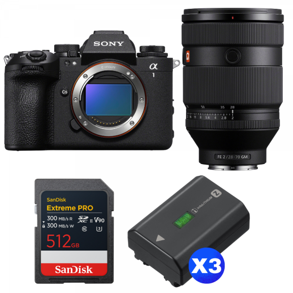 Sony alpha 1 II + FE 28-70mm f/2 GM + 1 SanDisk 512GB Extreme PRO UHS-II SDXC + 3 Sony NP-FZ100-1