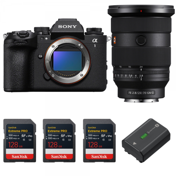 Sony alpha 1 II + FE 24-70mm f/2.8 GM II + 3 SanDisk 128GB Extreme PRO UHS-II SDXC + Sony NP-FZ100-1
