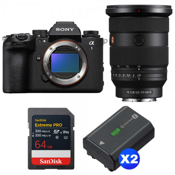 Sony alpha 1 II + FE 24-70mm f/2.8 GM II + 1 SanDisk 64GB Extreme PRO UHS-II SDXC + 2 Sony NP-FZ100-1