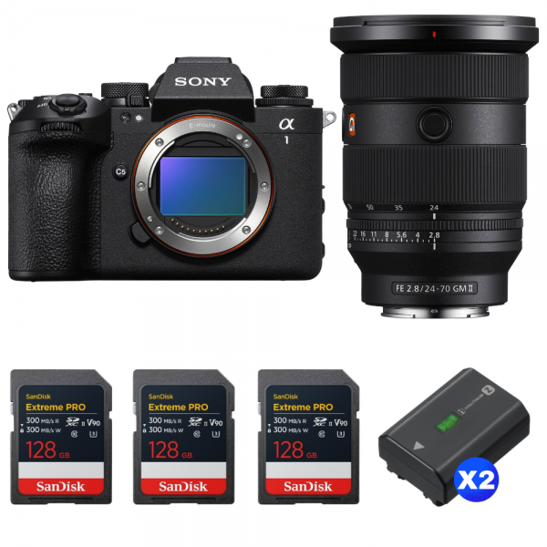 Sony alpha 1 II + FE 24-70mm f/2.8 GM II + 3 SanDisk 128GB Extreme PRO UHS-II SDXC + 2 Sony NP-FZ100-1