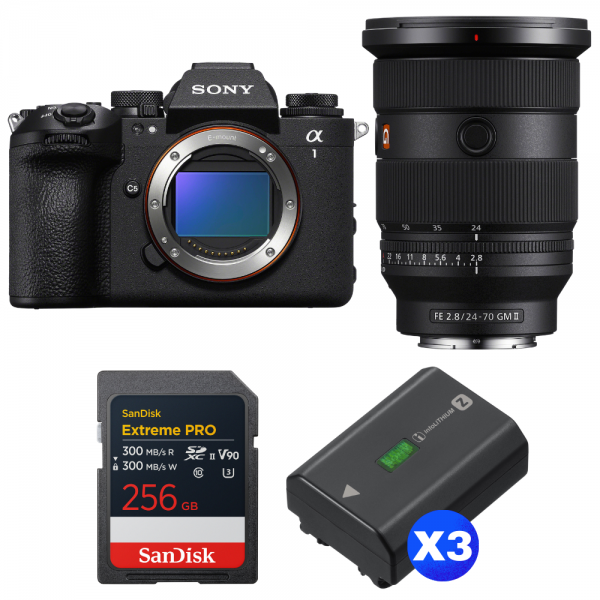 Sony alpha 1 II + FE 24-70mm f/2.8 GM II + 1 SanDisk 256GB Extreme PRO UHS-II SDXC + 3 Sony NP-FZ100-1