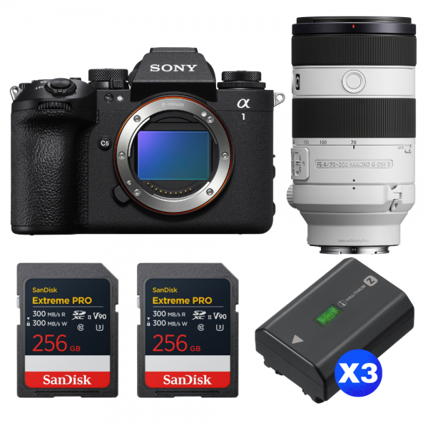 Sony alpha 1 II + FE 70-200mm f/4 Macro G OSS II + 2 SanDisk 256GB Extreme PRO UHS-II SDXC + 3 Sony NP-FZ100-1