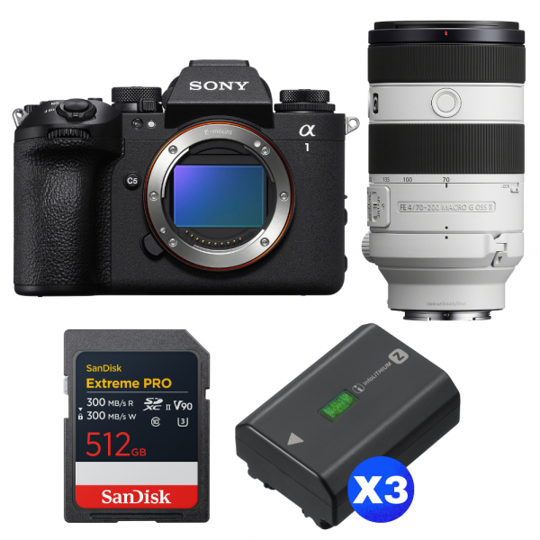 Sony alpha 1 II + FE 70-200mm f/4 Macro G OSS II + 1 SanDisk 512GB Extreme PRO UHS-II SDXC + 3 Sony NP-FZ100-1