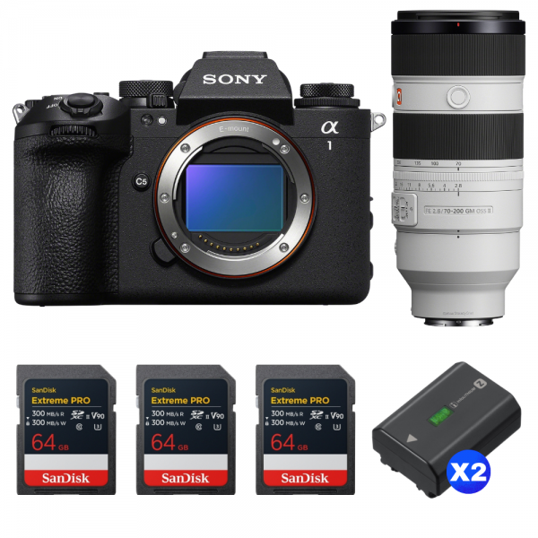 Sony alpha 1 II + FE 70-200mm f/2.8 GM OSS II + 3 SanDisk 64GB Extreme PRO UHS-II SDXC + 2 Sony NP-FZ100-1